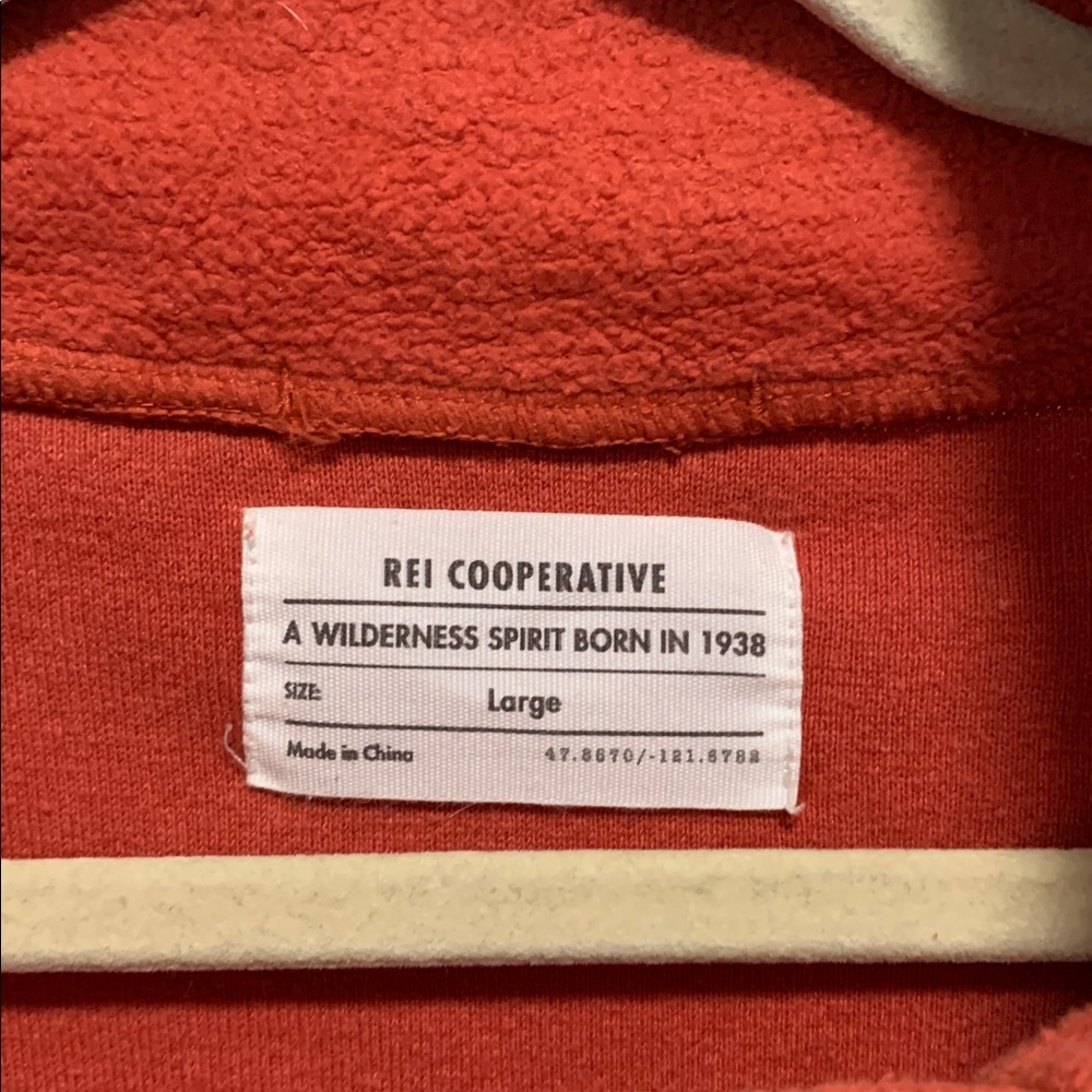 REI Wallace Lake Orange Button Neck Sweatshirt - Picture 2 of 8